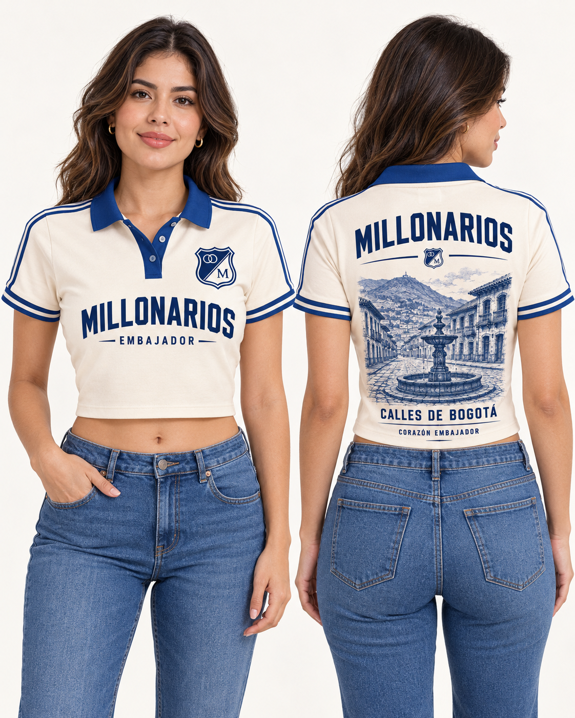 Polo corta mujer frente y espalda