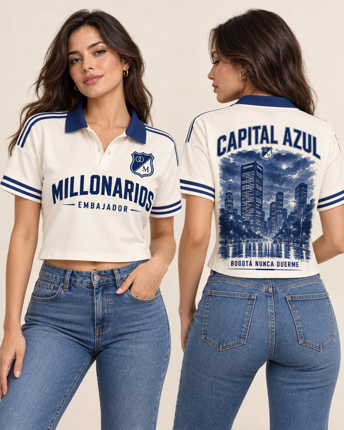 Polo corta mujer frente y espalda