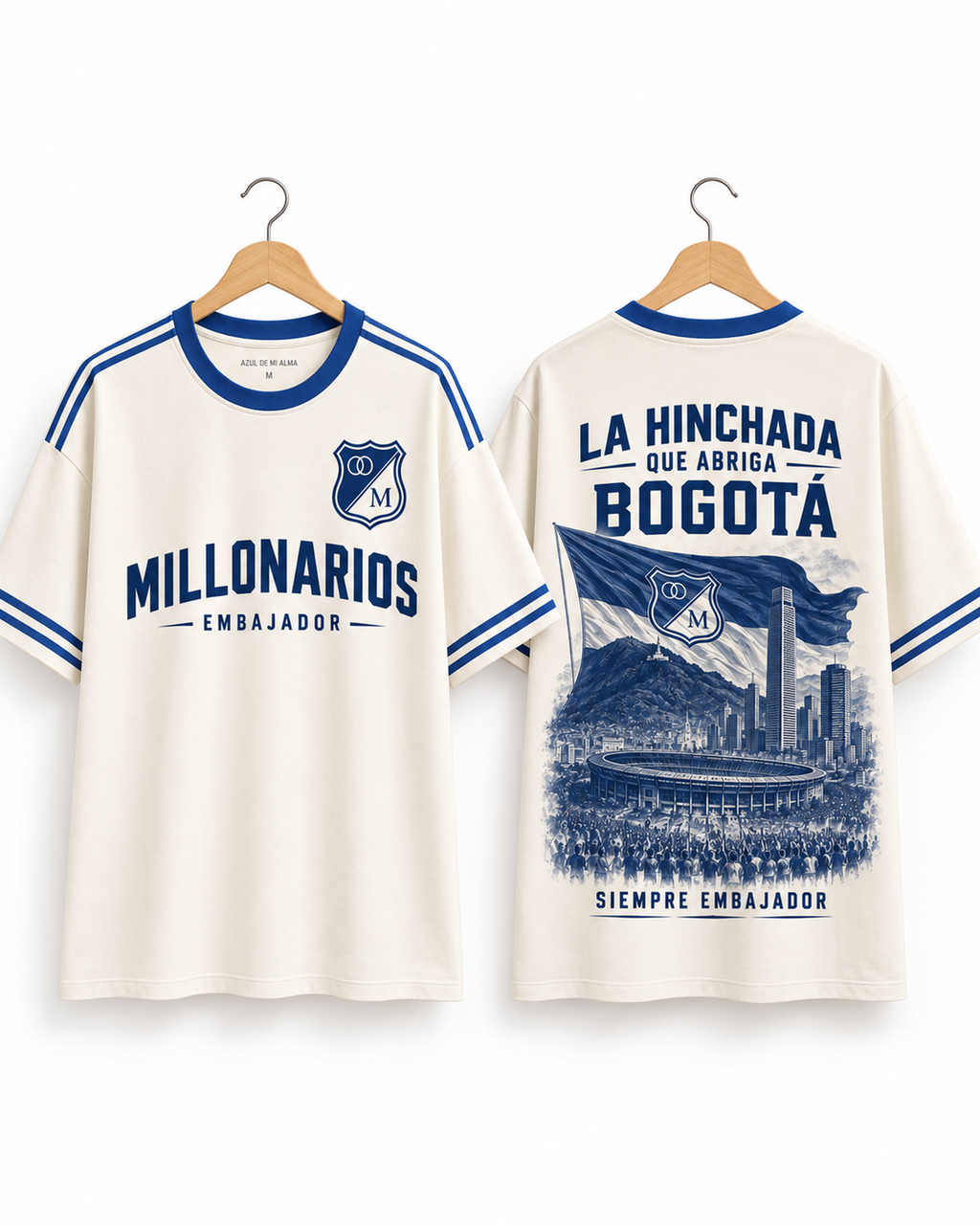 Millonarios X Bogotá Mi Ciudad — prenda sola frente y espalda