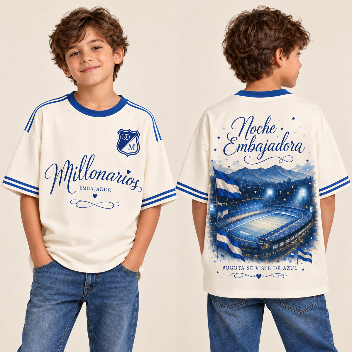 Millonarios · Noche embajadora — Niños frente y espalda