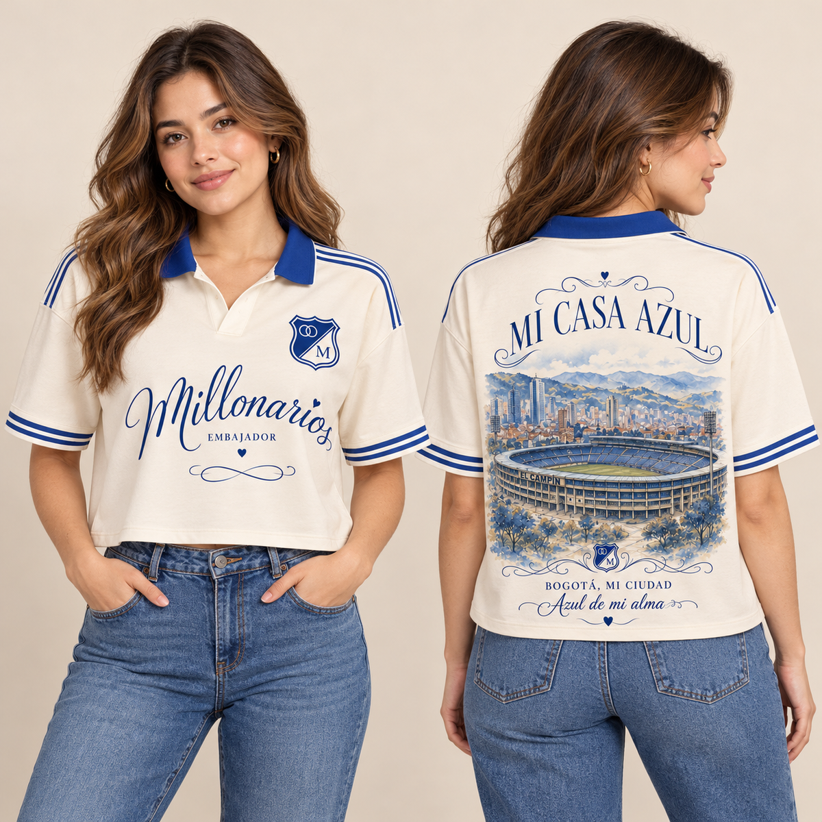 Polo corta mujer frente y espalda