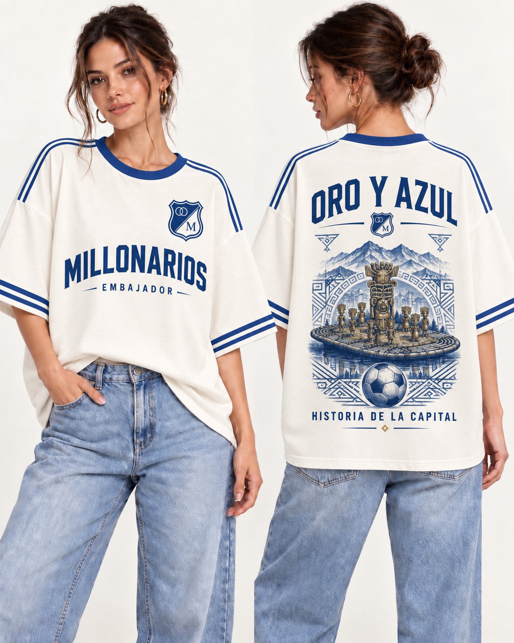 Millonarios Oro Y Azul - oversize larga mujer