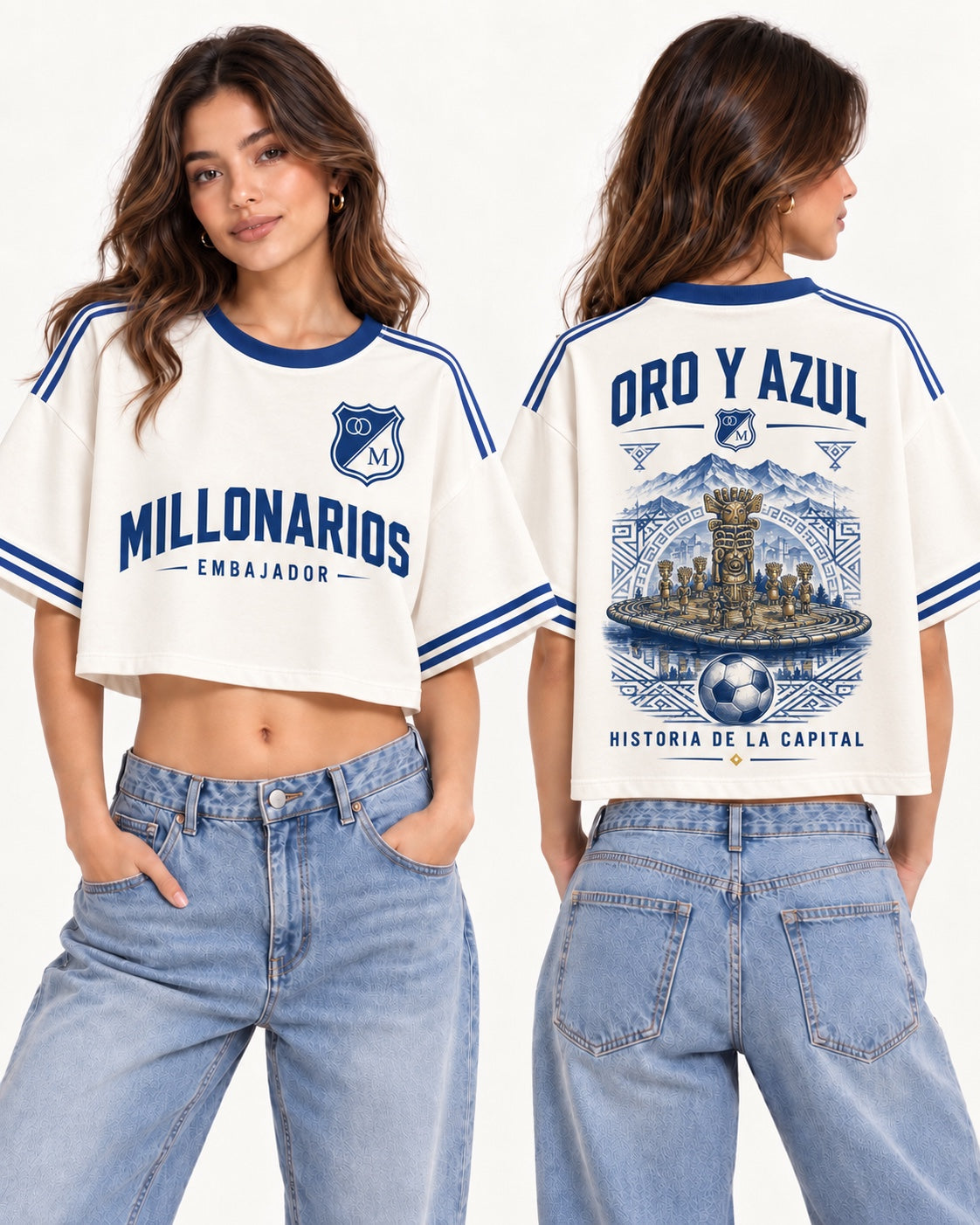Millonarios Oro Y Azul - oversize corta mujer