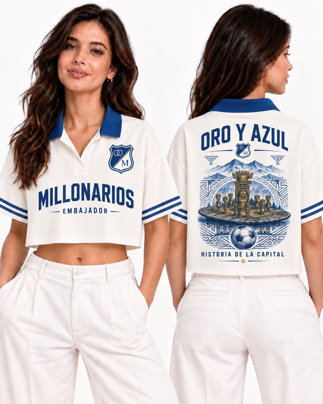 Millonarios Oro Y Azul - polo mujer