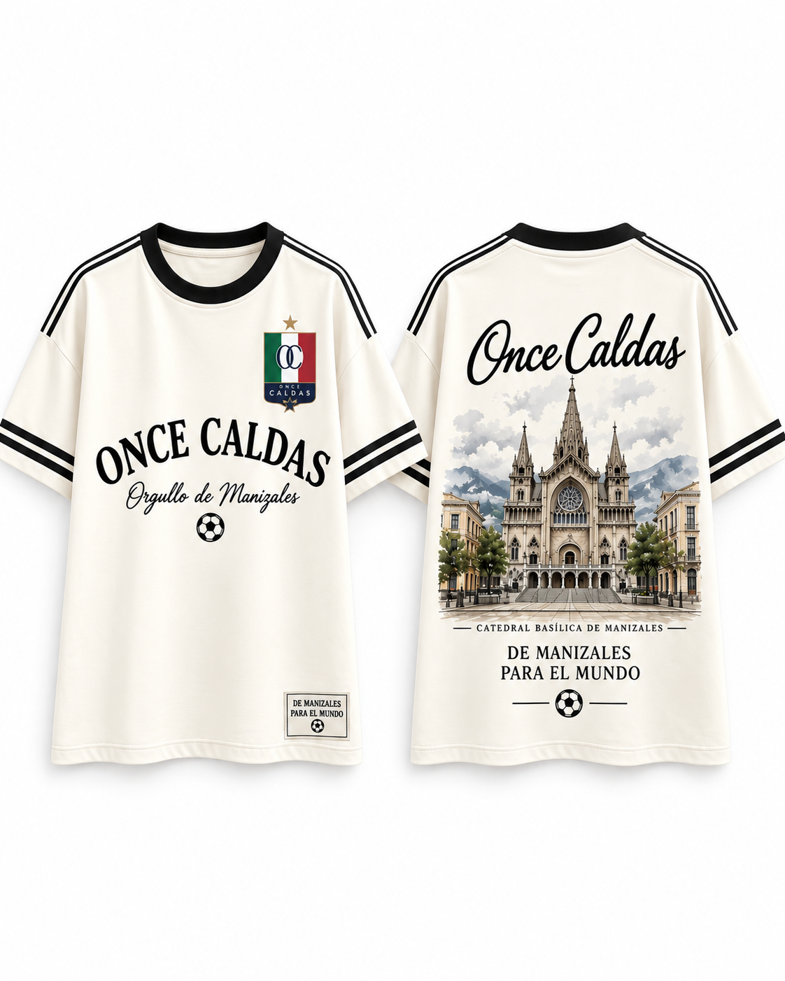 Once Caldas Orgullo de Manizales — prenda sola frente y espalda