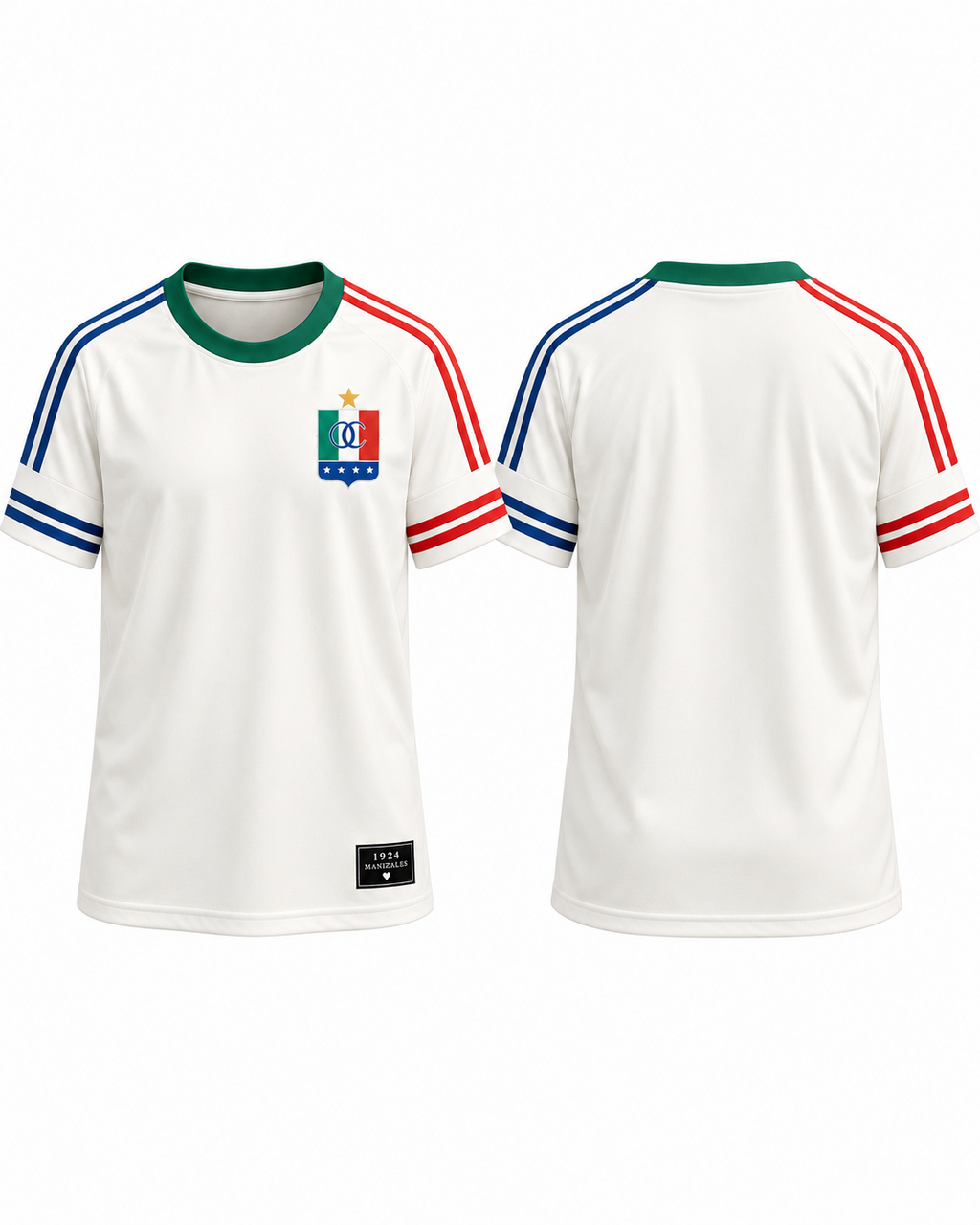 Once Caldas · Esencia Tricolor, vista frontal y trasera