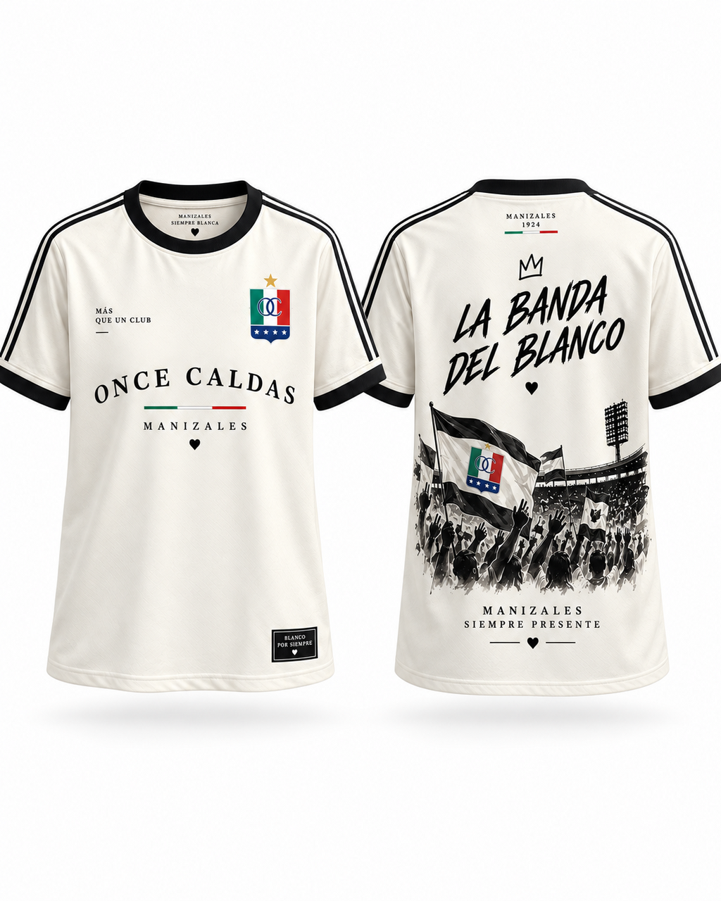 Once Caldas · La Banda del Blanco, vista frontal y trasera