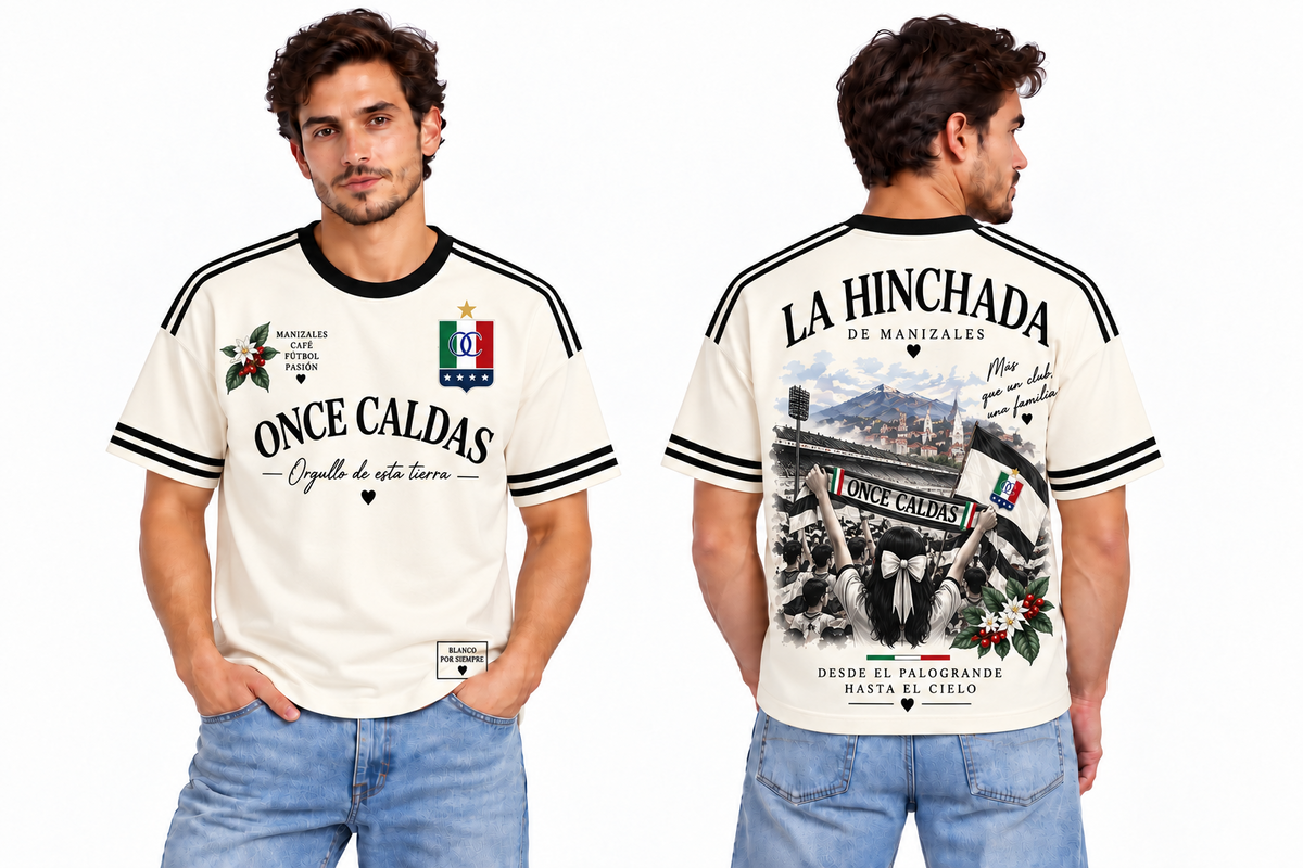 Once Caldas · La Hinchada de Manizales, vista frontal y trasera