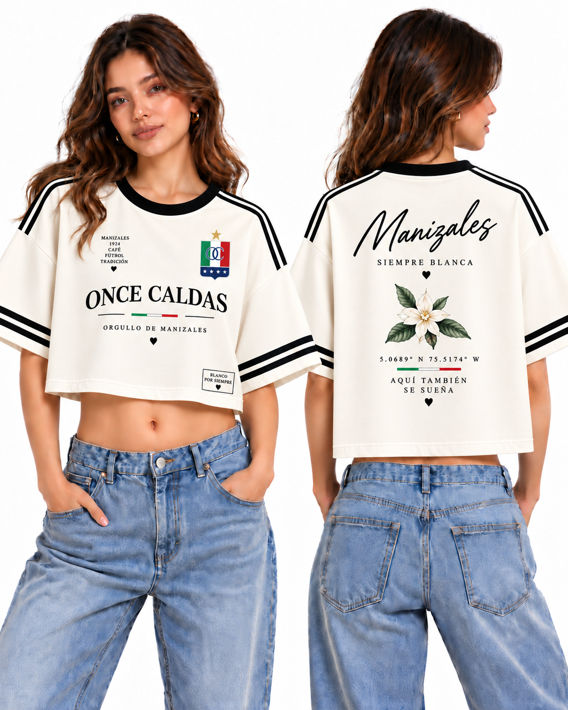 Once Caldas · Siempre Blanco, vista frontal y trasera