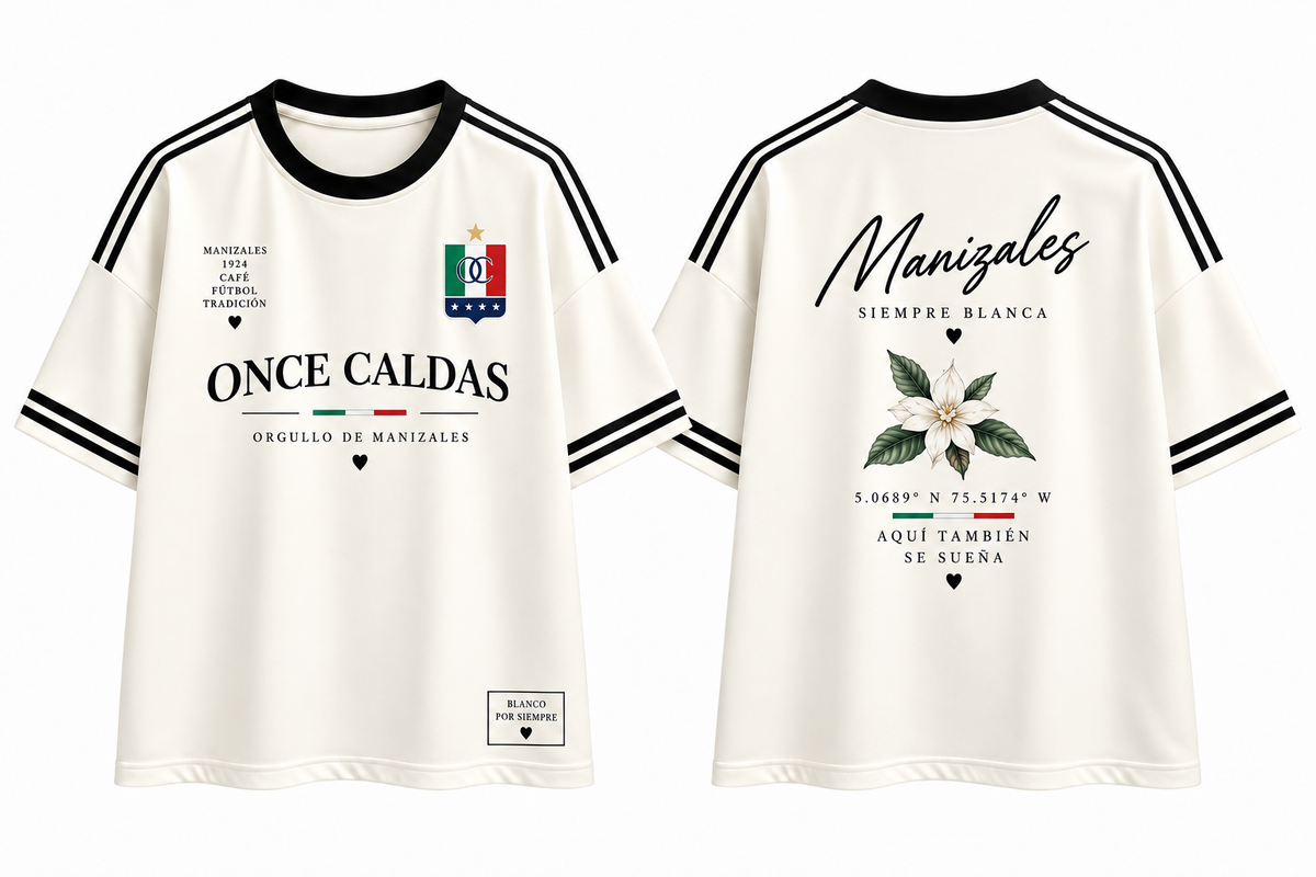 Once Caldas · Siempre Blanco, vista frontal y trasera