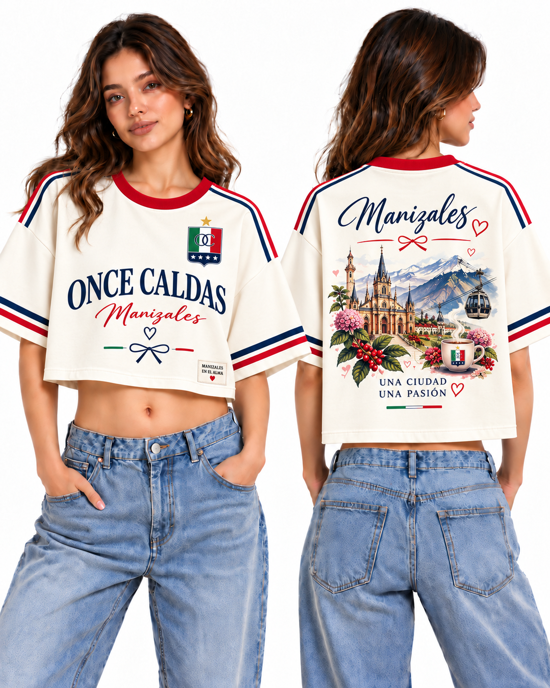 Once Caldas · Una Ciudad, Una Pasión, vista frontal y trasera