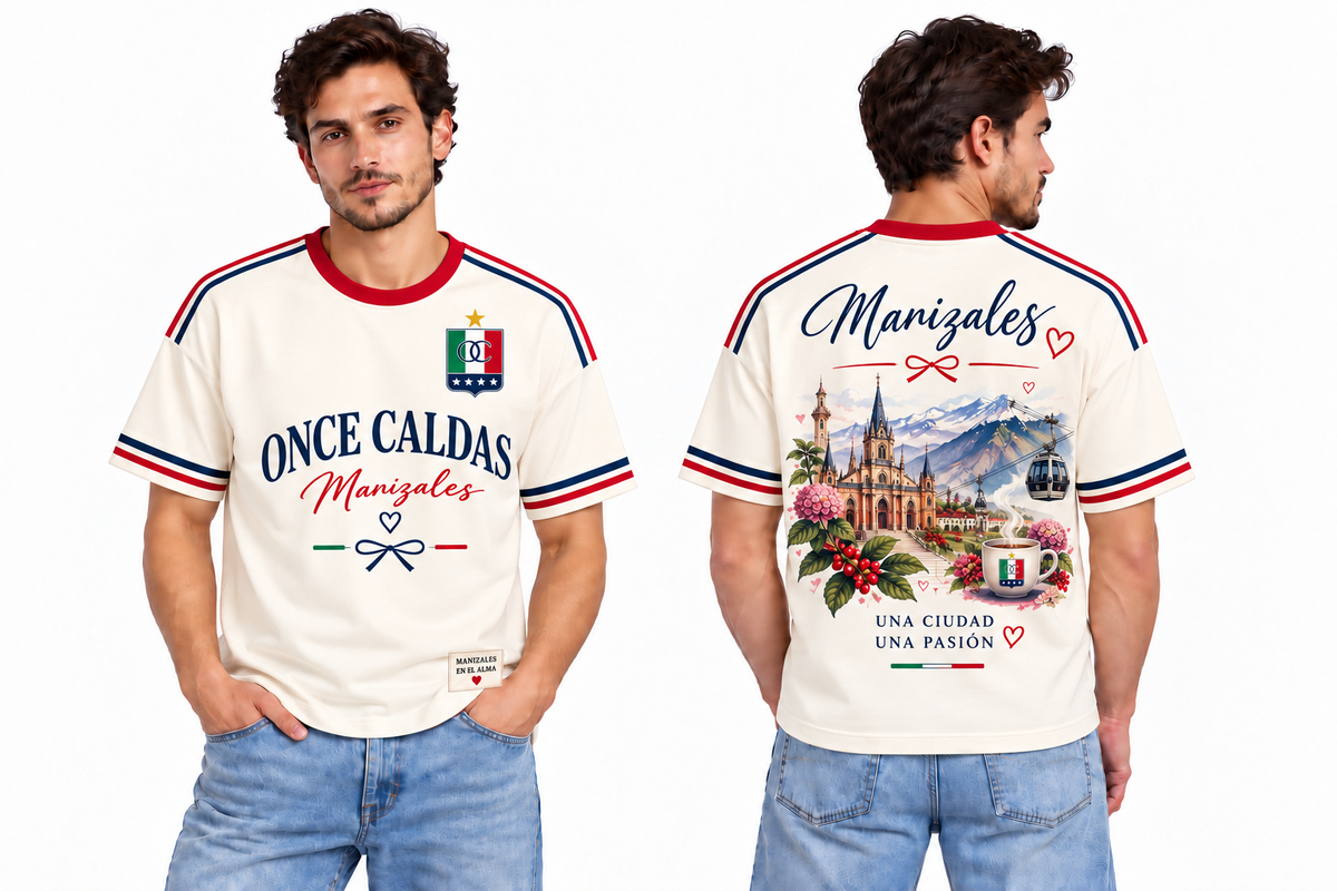 Once Caldas · Una Ciudad, Una Pasión, vista frontal y trasera