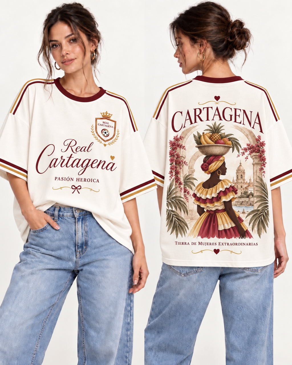 Real Cartagena oversize larga mujer frente y espalda
