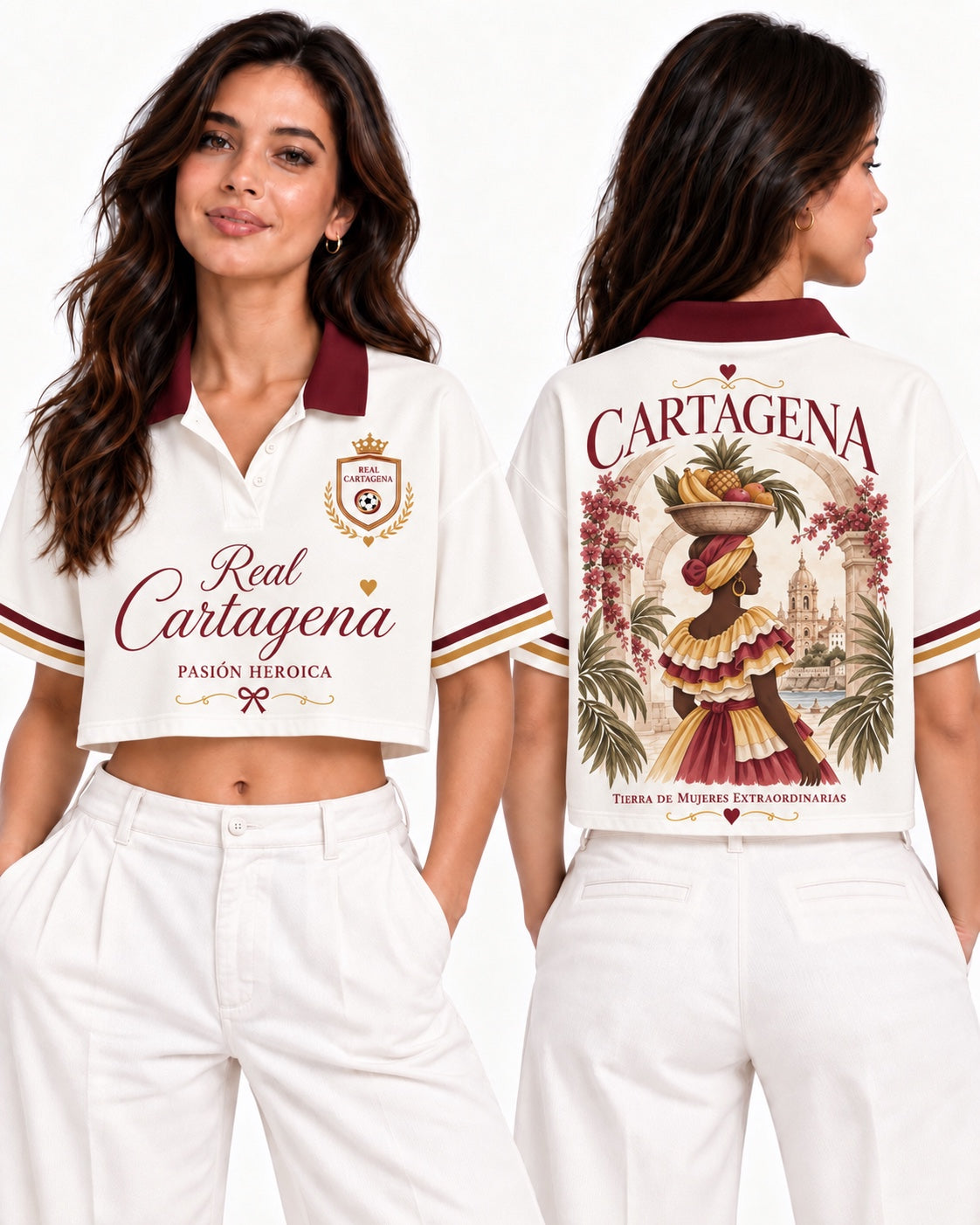 Real Cartagena polo mujer frente y espalda