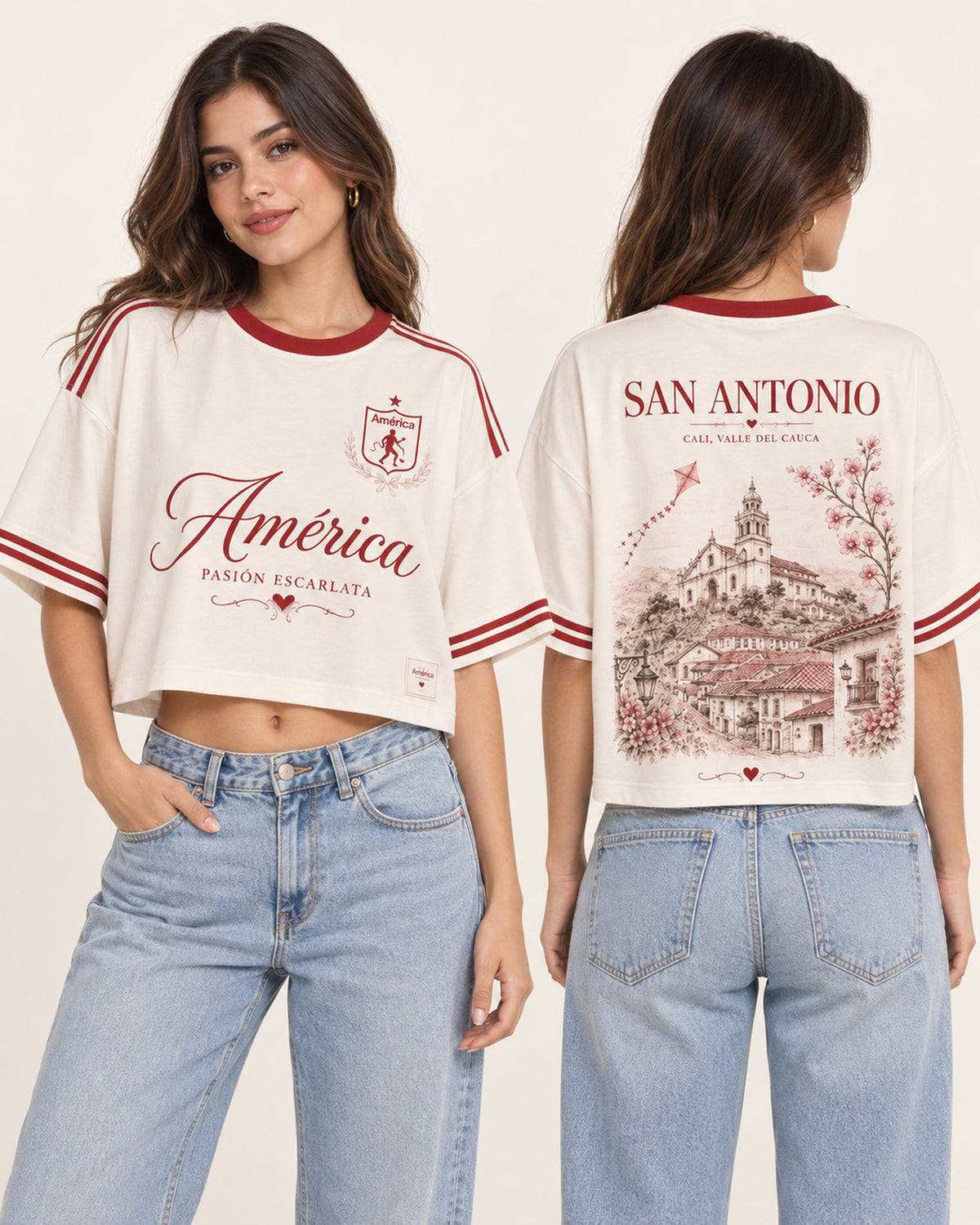América De Cali X San Antonio — oversize corta mujer