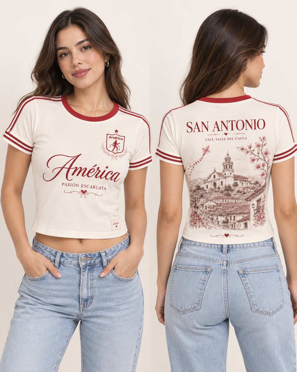 América De Cali X San Antonio — baby tee mujer