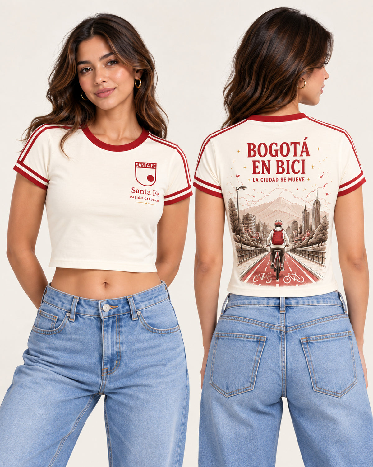 Santa Fe X Bogotá En Bici - baby tee mujer