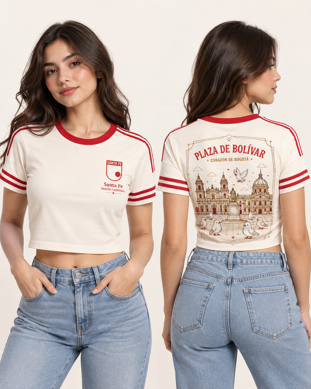 Santa Fe X Corazón De Bogotá - baby tee mujer