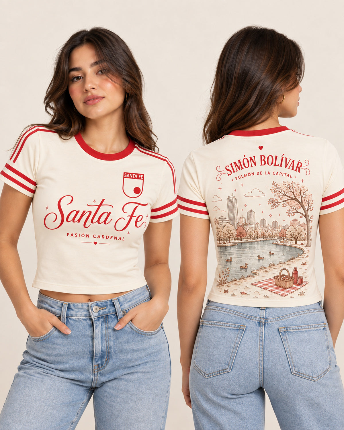 Santa Fe X Simón Bolívar - baby tee mujer