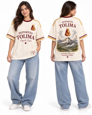 Deportes Tolima Nuestro Orgullo — Oversize larga mujer frente y espalda