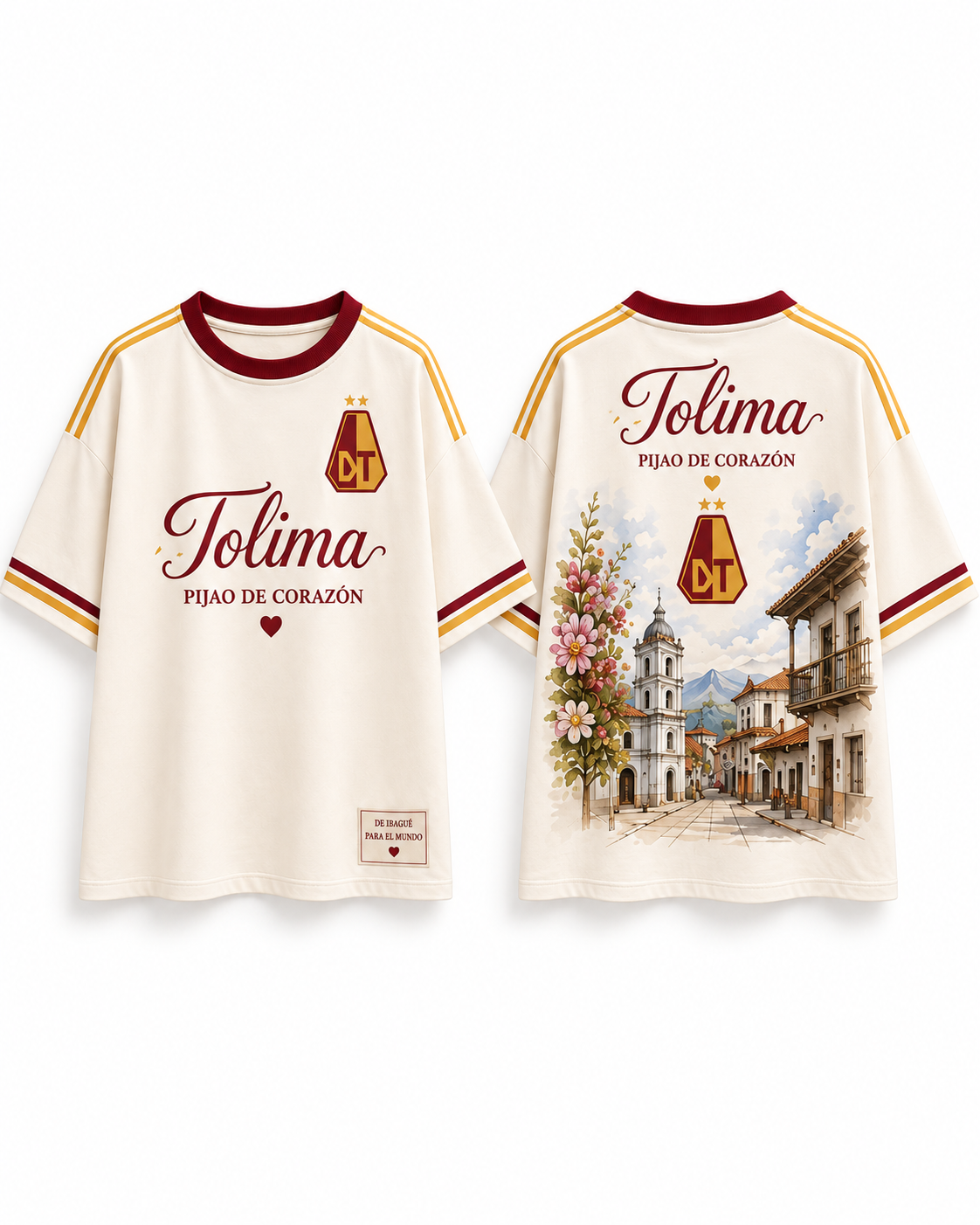 Deportes Tolima Pijao de Corazón — prenda sola frente y espalda