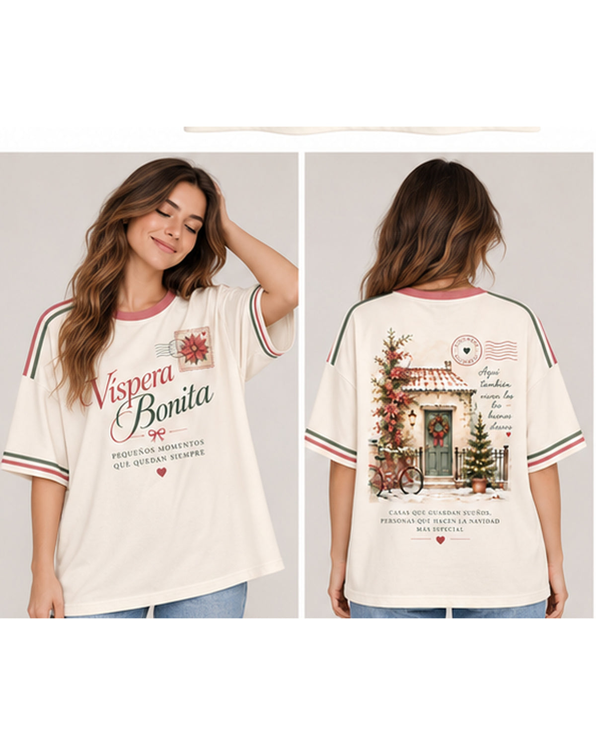 Víspera Bonita oversize larga mujer frente y espalda