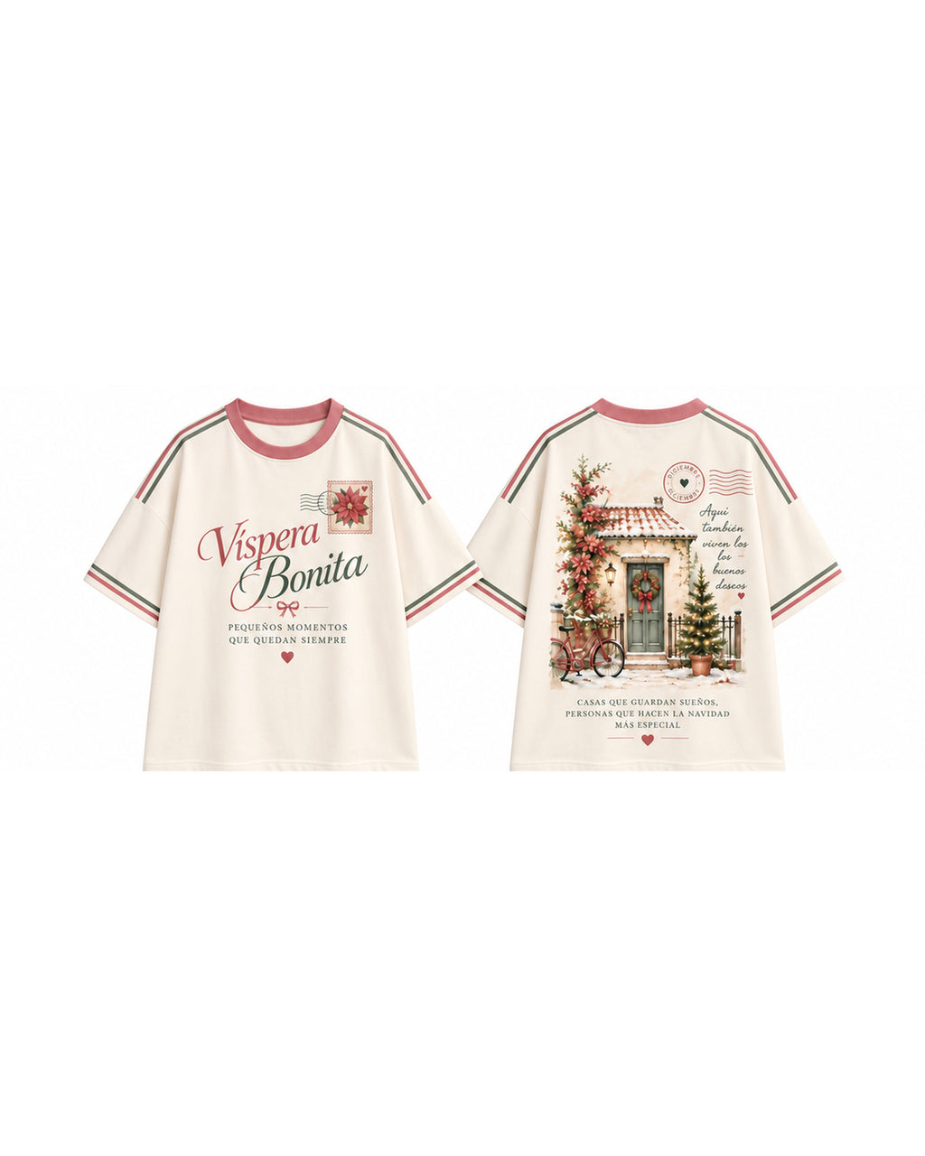 Víspera Bonita camiseta frente y espalda